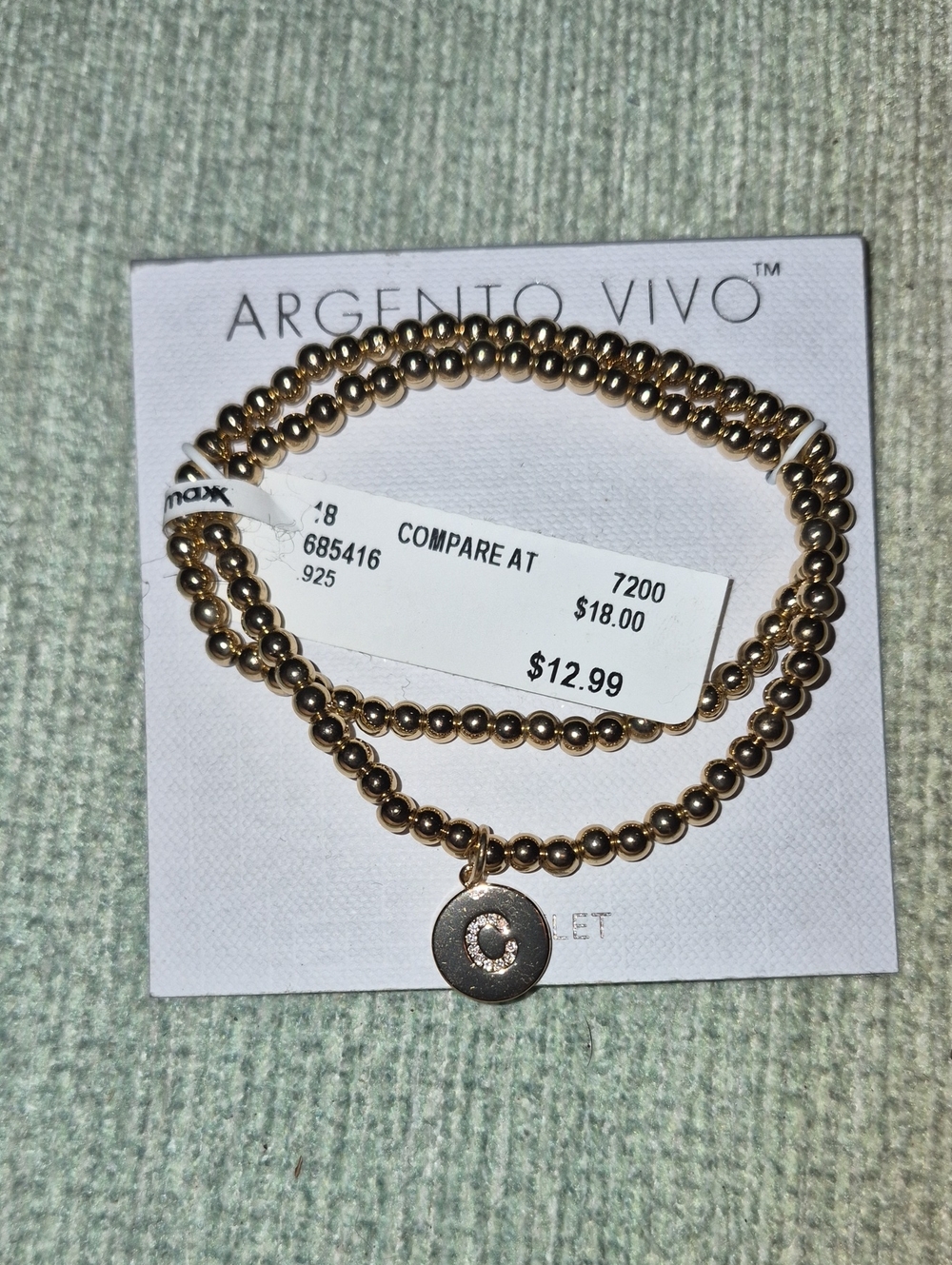 Argento Vivo Rose Gold Beaded Bracelet with Initial C Charm